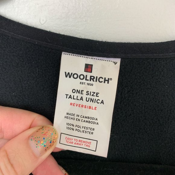 Woolrich reversible black red plaid poncho fleece One Size - Picture 4 of 6